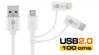 Cabo de dados e carga USB - Micro B com adaptador lightning 08P/USB C branco 1m
