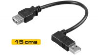 Cabo de extensão USB 2.0 A 90º Macho a A Fêmea preto