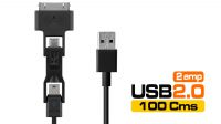 Cabo de dados e carga USB 3 em 1 Apple, Micro USB, mini B 1m