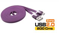 Cabo USB A Macho a micro USB B Macho flat 2m