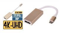 Adaptador USB C 3.1 Macho - Displayport Fêmea dourado 15cm