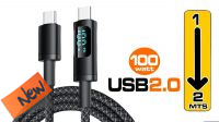 SB 3672 : Cabo USB  C  M/M   PD100W  5Amp nylon negro display (2 m)