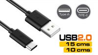 Cabo USB 3.1 C Macho a USB 2.0 A Macho preto (Máx 3A)