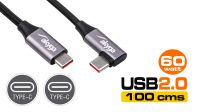 Cabo USB Gen 3.1 - C angulado 90º 60W 1m