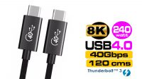 Cabo USB 4.0 tipo C - Thunderbolt 3 (240w-40gbps) preto 1.2m