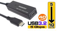 Cabo USB extensão 3.1 C Macho - USB 3.1 C Fêmea Gen1