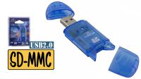 Leitor de cartões externo USB 2.0 SD+MMC azul