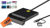 Leitor cartões DNIE ATM CAC IC ID Cartão Cidadão USB A + USB C