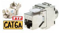 Keystone Hembra RJ45 FTP Cat. 6A toolless con soporte de cable