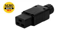 Conector IEC plug C19 16A preto