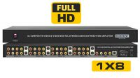 Multiplicador universal áudio/vídeo 8 portas RCA + S-Video + áudio
