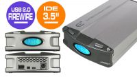 Caixa externa dispositivos IDE 3,5" USB+FireWire LCD vent.