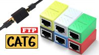 Adaptador em linha 1:1 RJ45 CAT6 preto