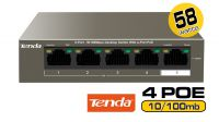 Switch 19" 5 puertos 10/100Mbps con 4 puertos POE 802.3at 30W