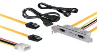 Bracket adaptador de 2p SATA internas com alimentação a 2p externas e-SATA com alimentação